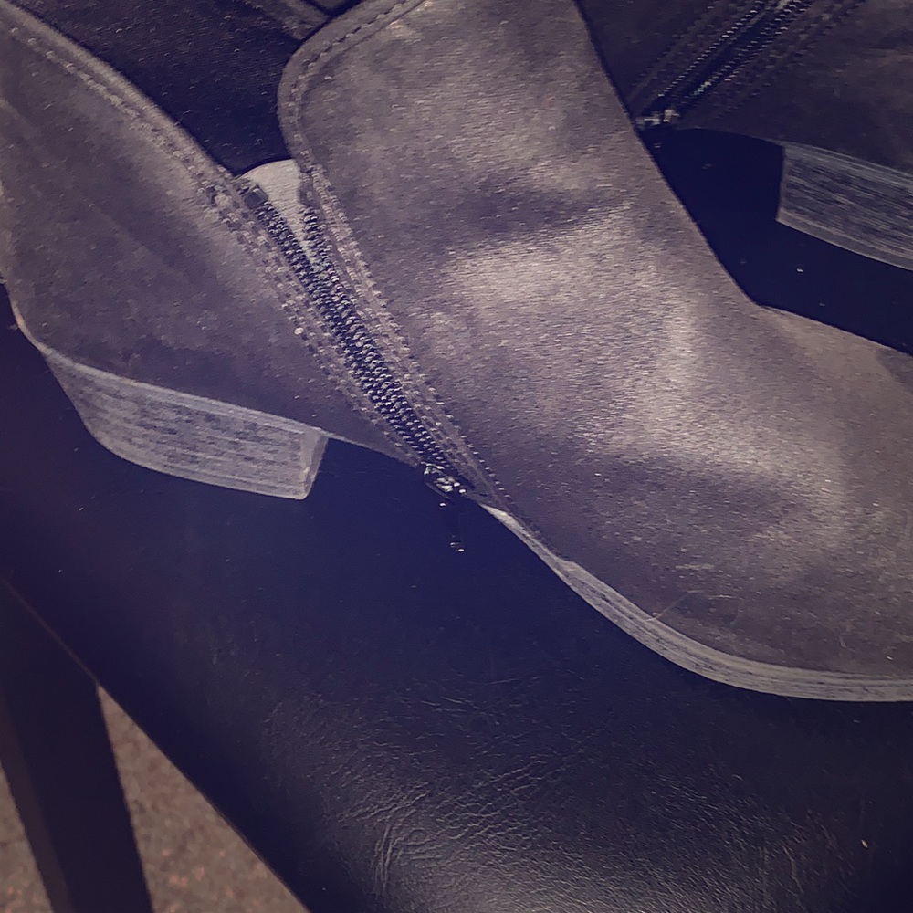 Black zip booties with heel